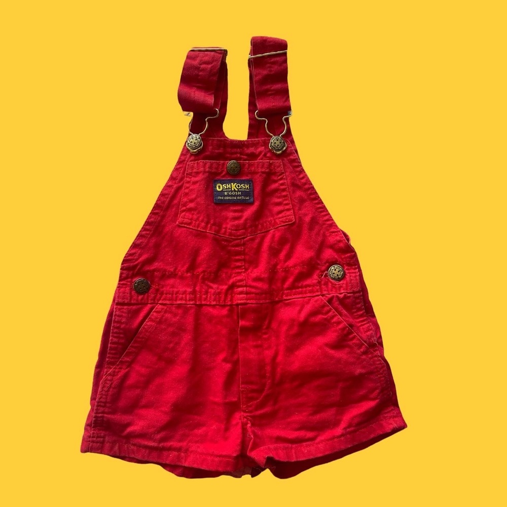 Vintage red Osh Kosh bib Shortalls size 2t